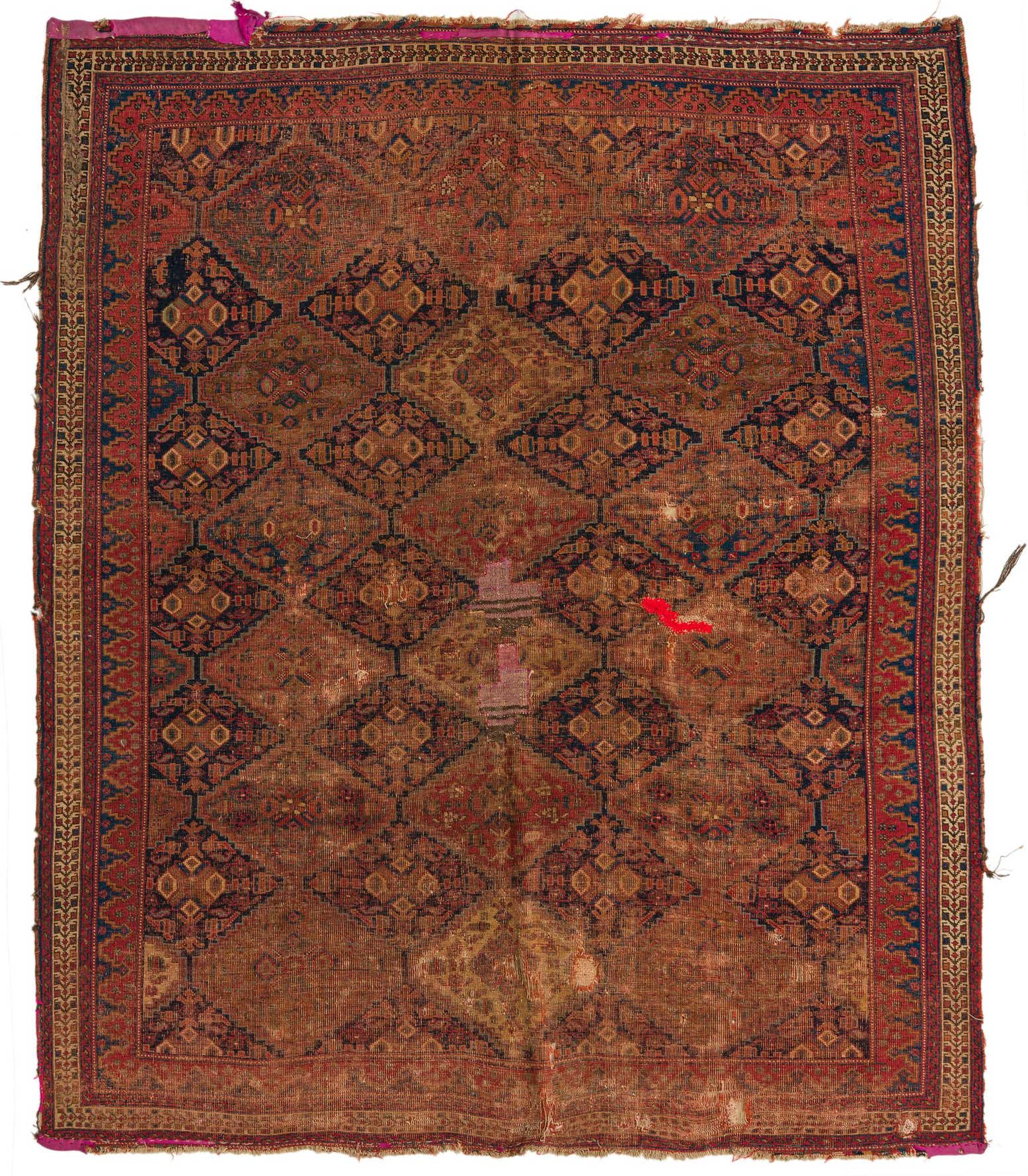 5' 1 x 6' Hand Knotted Shiraz Persian Wool Square Rug
