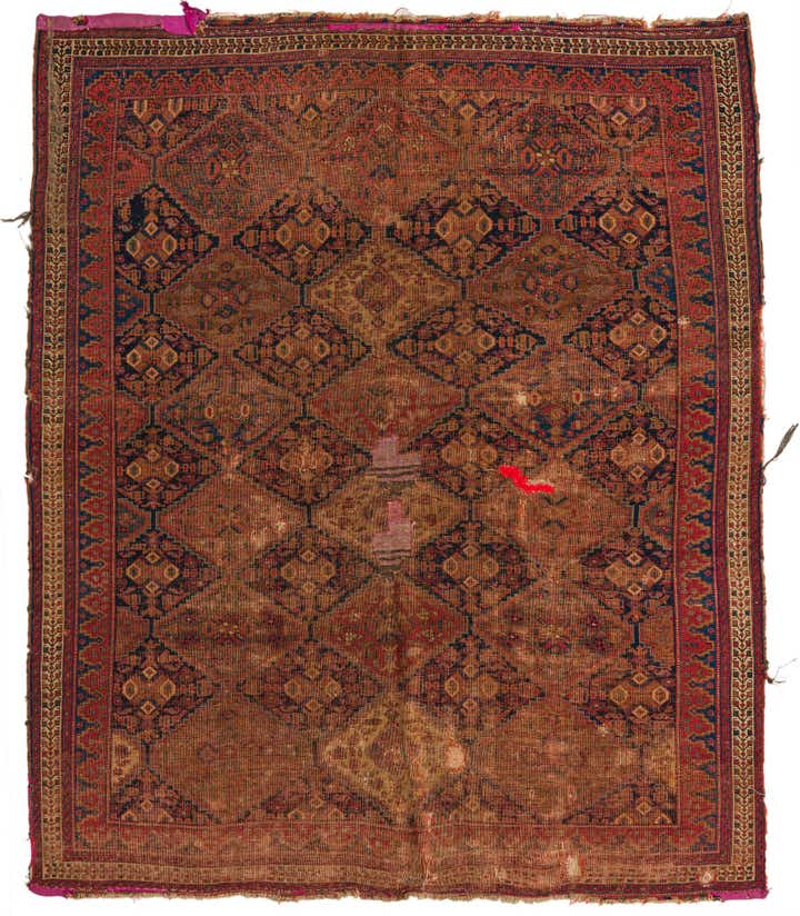 5' 1 x 6' Hand Knotted Shiraz Persian Wool Square Rug