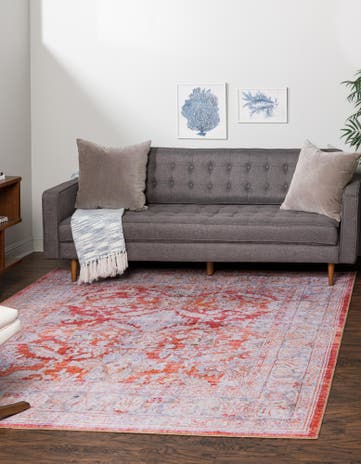 Rust Red Washable Timeless Square Rug