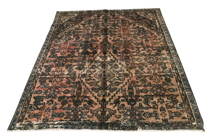 Detail image of 160cm x 200cm anudado a mano Ultra Vintage Alfombra Persa Lana Cuadrado
