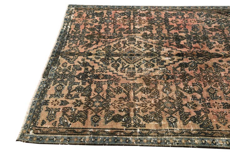 Detail image of 160cm x 200cm anudado a mano Ultra Vintage Alfombra Persa Lana Cuadrado
