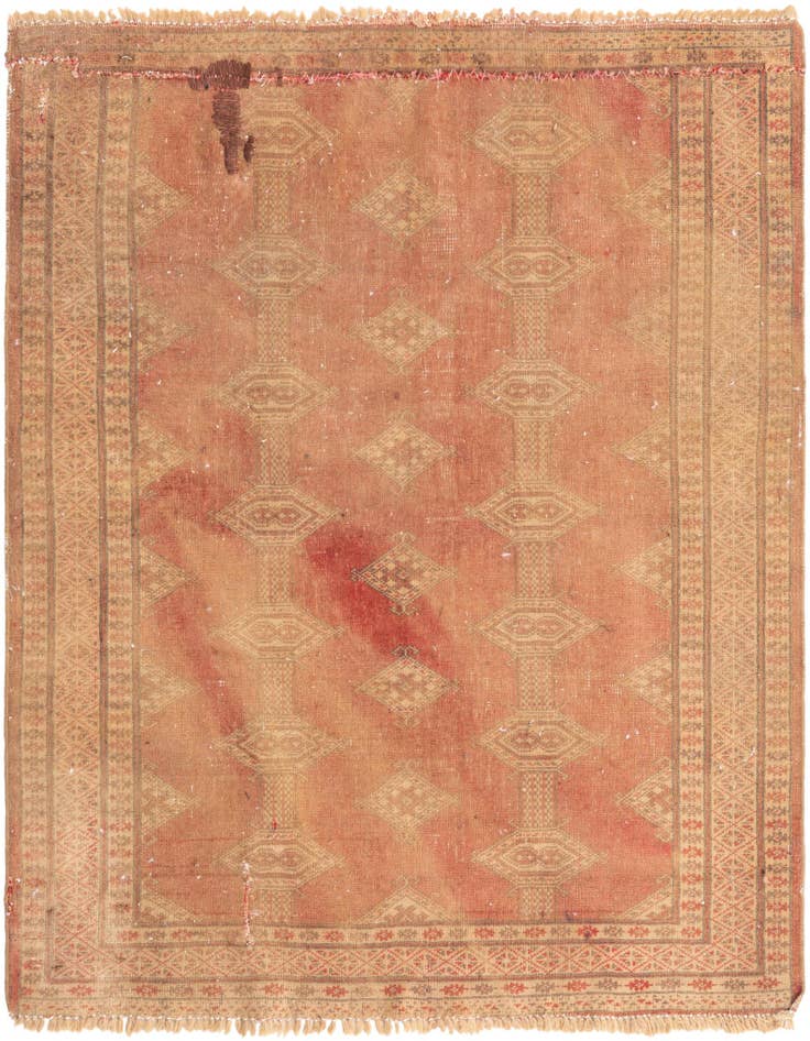 Detail image of 3' 7 x 4' Hand Knotted Ultra Vintage Persian Wool Square Rug