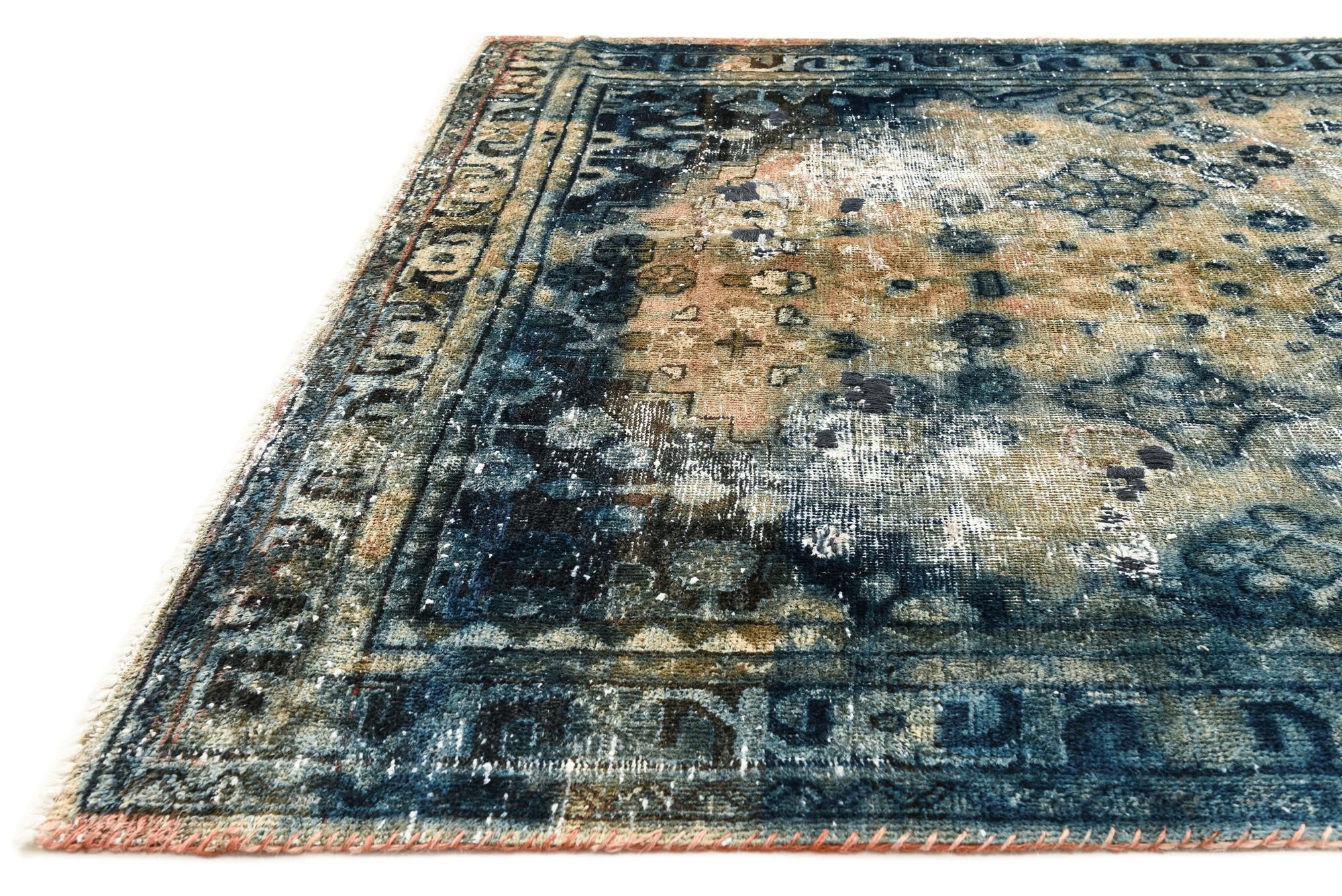 4' 3 x 4' 10 Hand Knotted Ultra Vintage Persian Wool Square Rug
