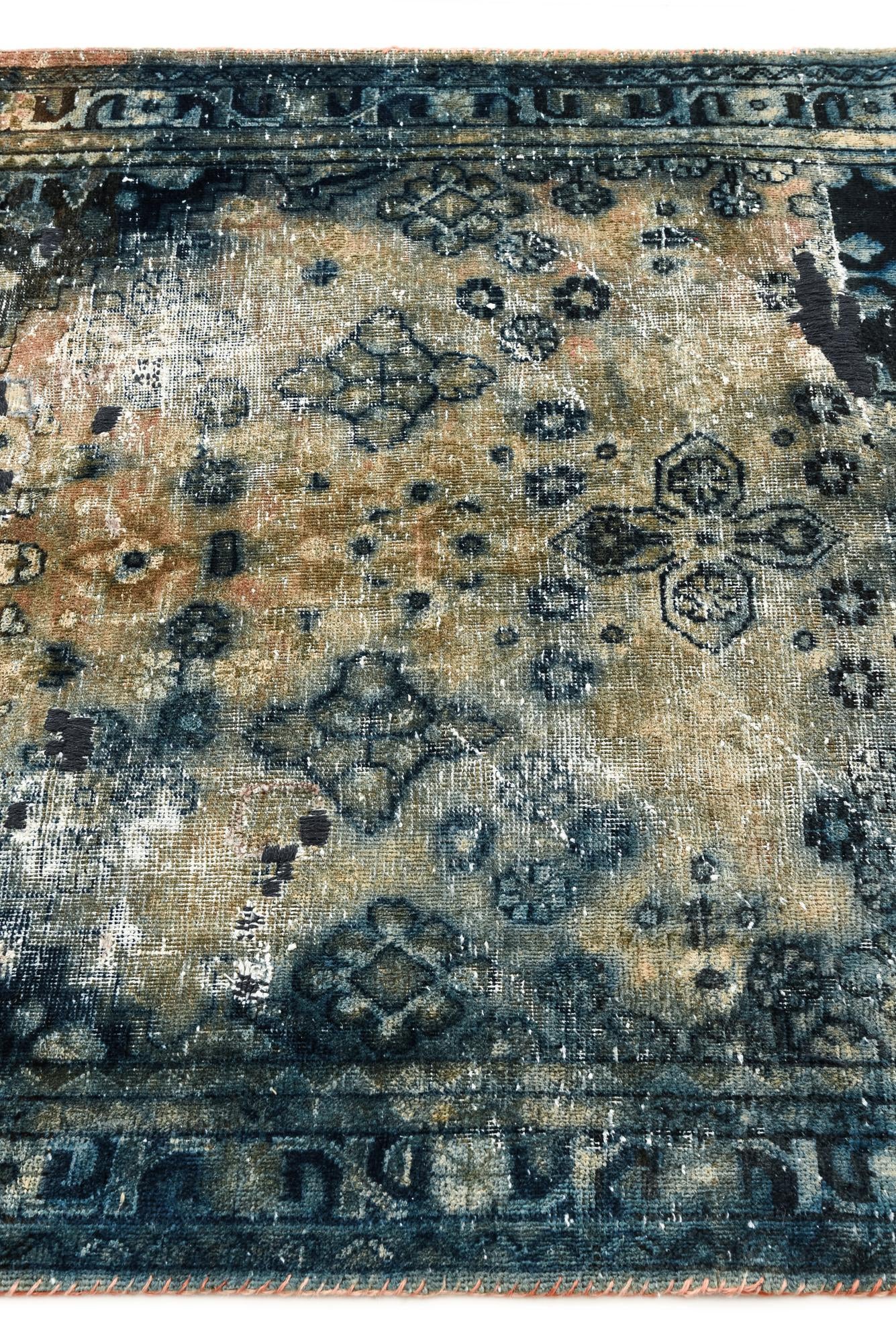4' 3 x 4' 10 Hand Knotted Ultra Vintage Persian Wool Square Rug