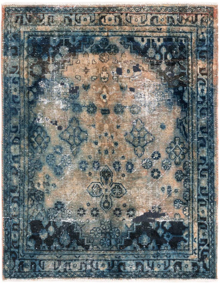 Detail image of 4' 3 x 4' 10 Hand Knotted Ultra Vintage Persian Wool Square Rug