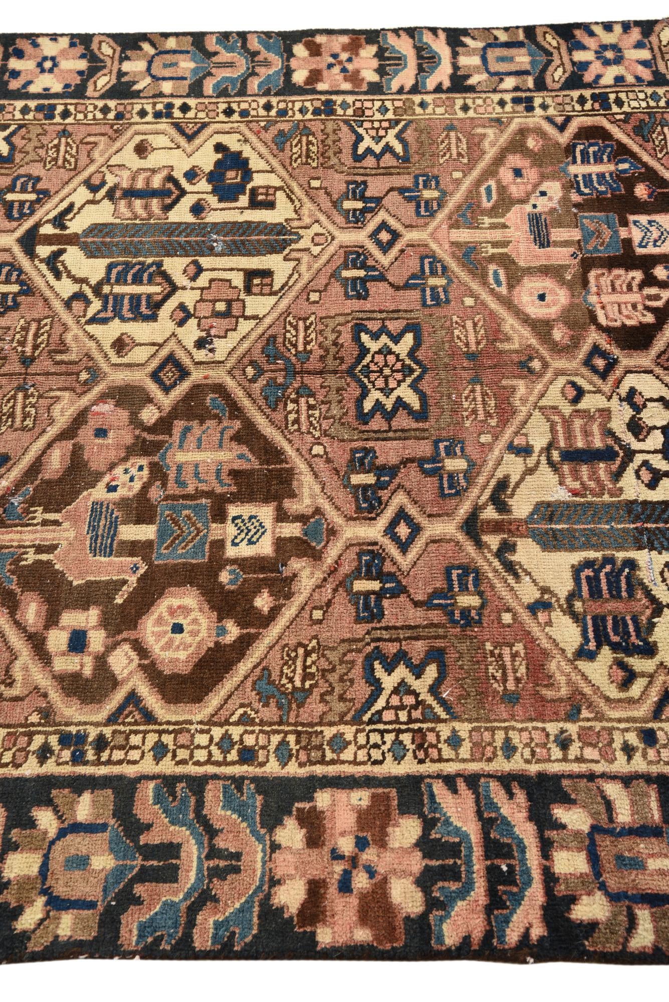 4' 8 x 5' 5 Hand Knotted Ultra Vintage Persian Wool Square Rug