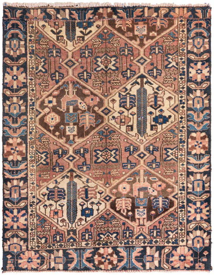 Detail image of 4' 8 x 5' 5 Hand Knotted Ultra Vintage Persian Wool Square Rug