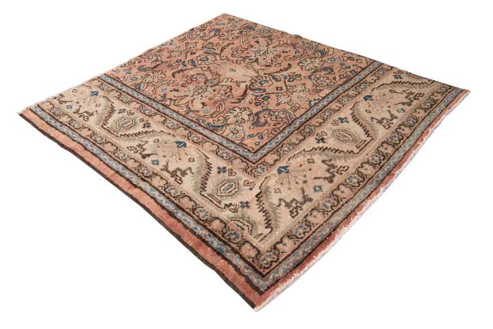 5' 1 x 5' 8 Hand Knotted Ultra Vintage Persian Wool Square Rug
