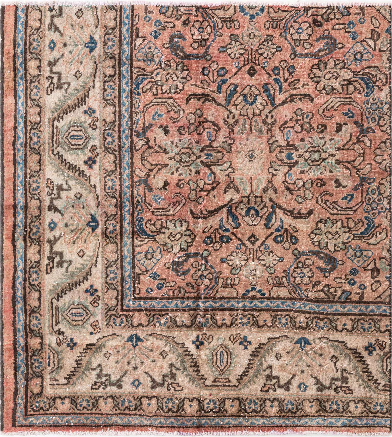 5' 1 x 5' 8 Hand Knotted Ultra Vintage Persian Wool Square Rug