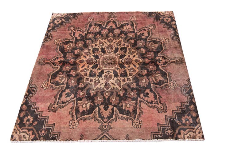 Detail image of 4' 3 x 4' 7 Hand Knotted Ultra Vintage Persian Wool Square Rug