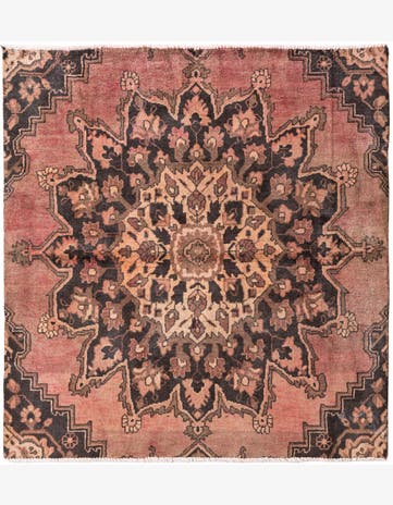 4' 3 x 4' 7 Hand Knotted Ultra Vintage Persian Wool Square Rug