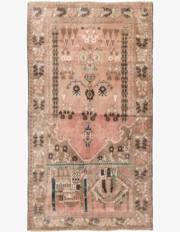 3' 8 x 3' 9 Hand Knotted Ultra Vintage Persian Wool Square Rug