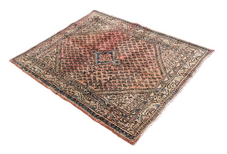 Detail image of 3' 9 x 4' 7 Hand Knotted Ultra Vintage Persian Wool Square Rug