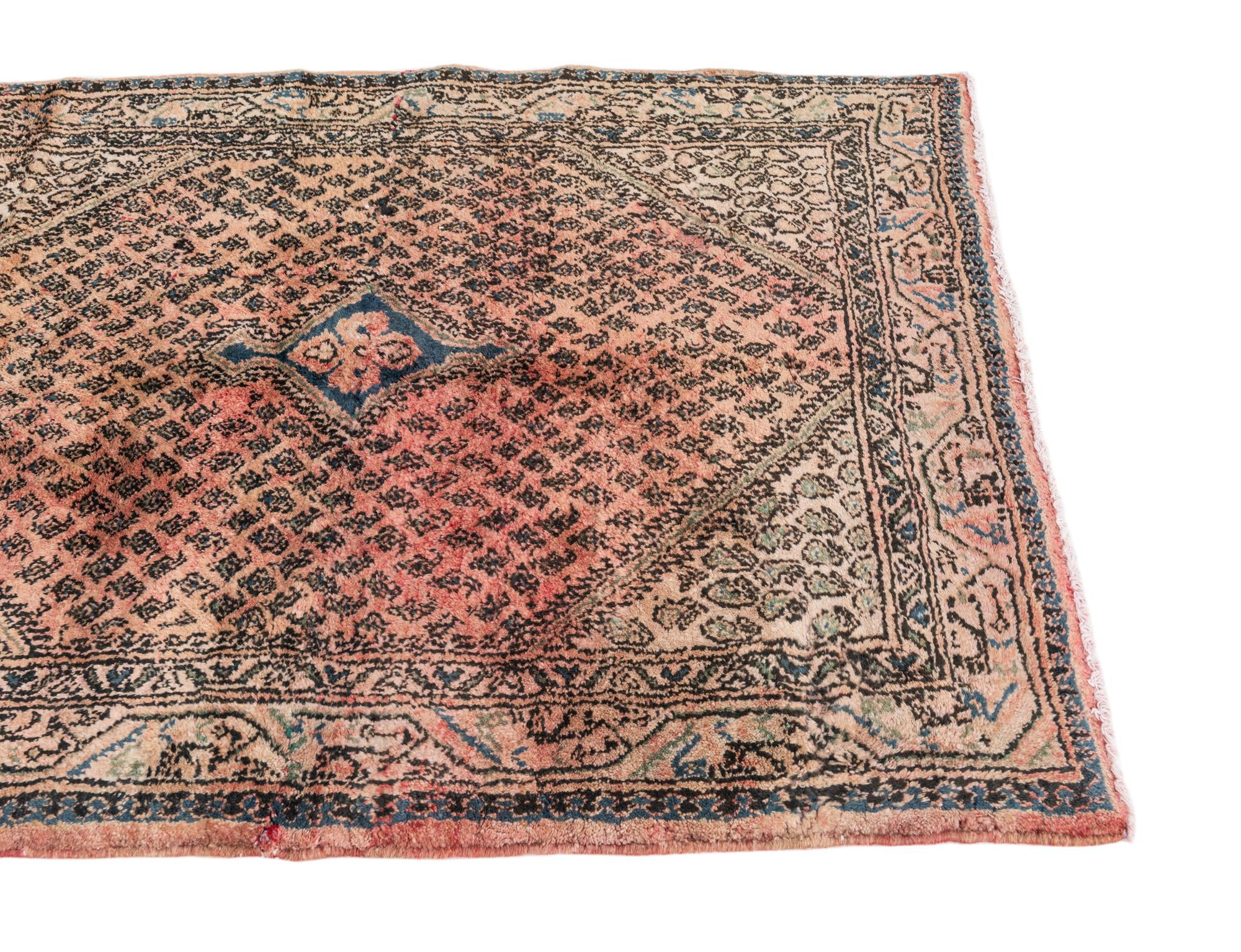3' 9 x 4' 7 Hand Knotted Ultra Vintage Persian Wool Square Rug
