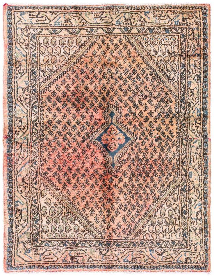 Detail image of 3' 9 x 4' 7 Hand Knotted Ultra Vintage Persian Wool Square Rug