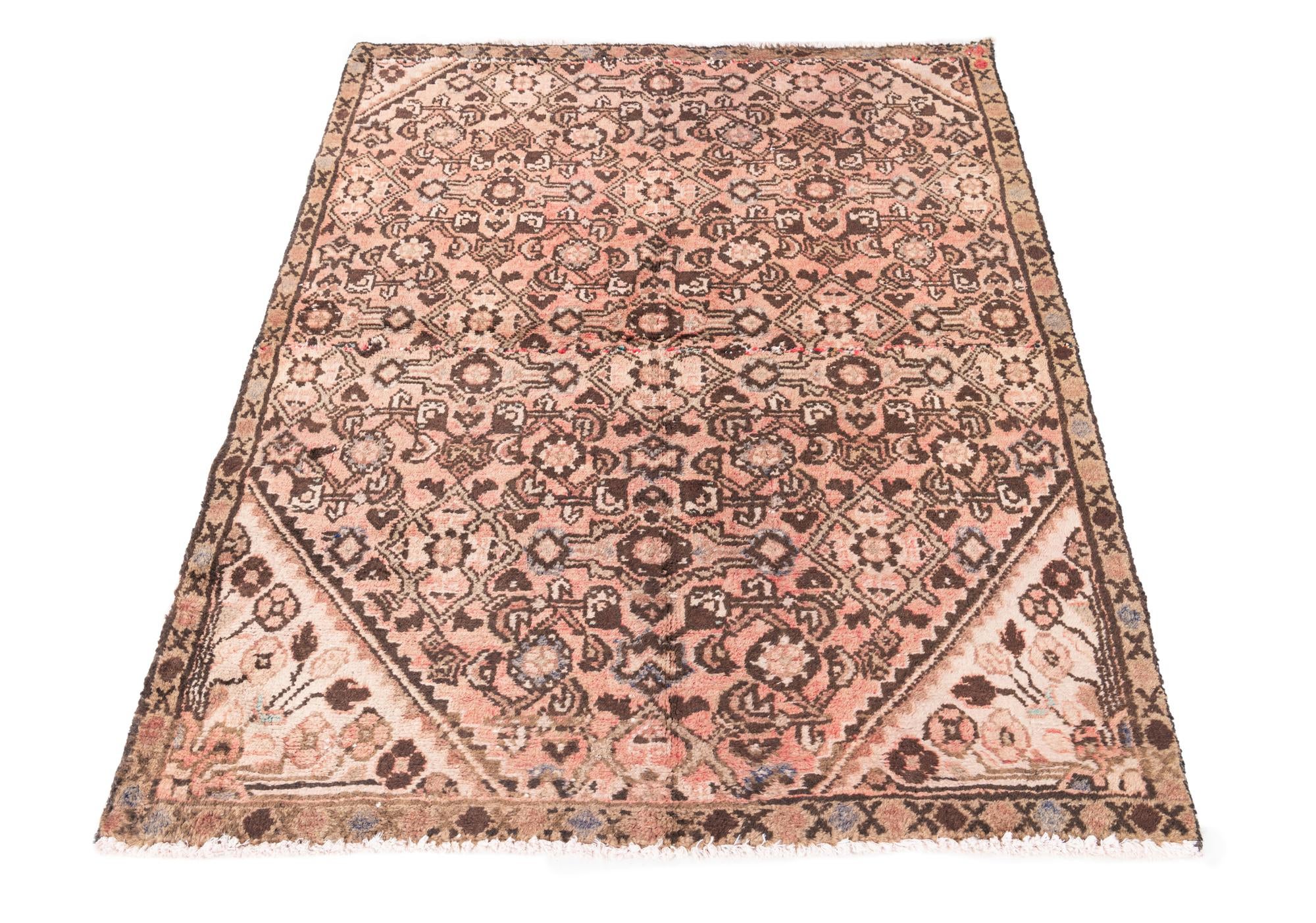 4' 1 x 4' 10 Hand Knotted Ultra Vintage Persian Wool Square Rug