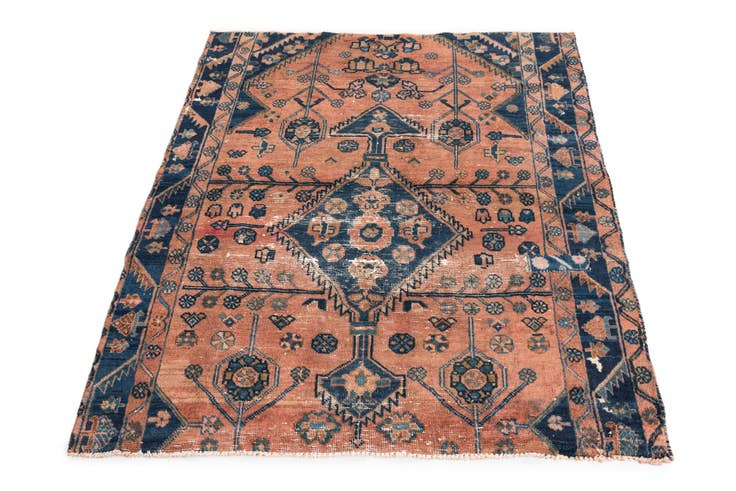 Detail image of 4' 7 x 5' Hand Knotted Ultra Vintage Persian Wool Square Rug