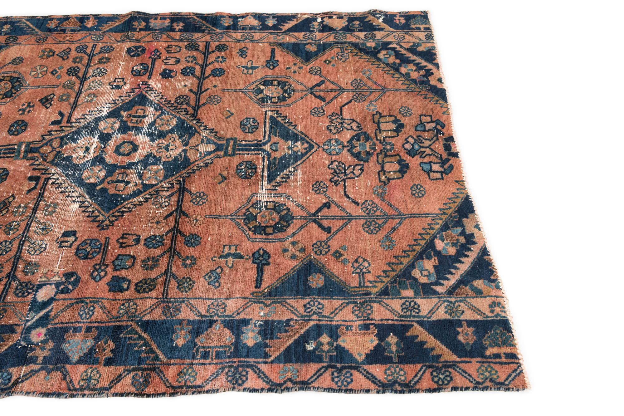 4' 7 x 5' Hand Knotted Ultra Vintage Persian Wool Square Rug