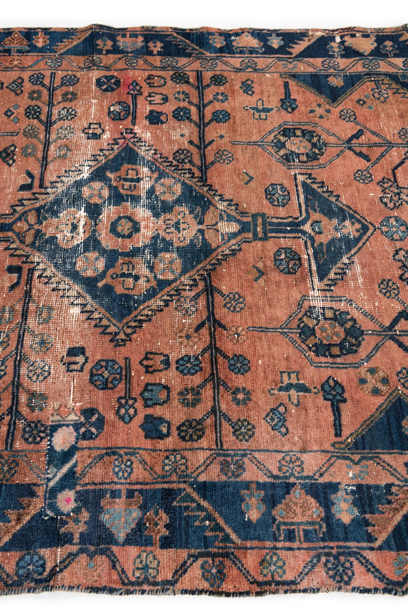 4' 7 x 5' Hand Knotted Ultra Vintage Persian Wool Square Rug
