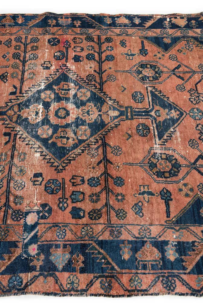 4' 7 x 5' Hand Knotted Ultra Vintage Persian Wool Square Rug