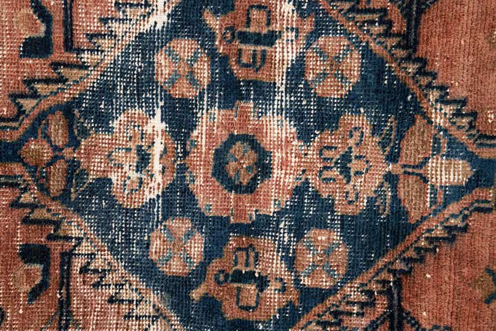 4' 7 x 5' Hand Knotted Ultra Vintage Persian Wool Square Rug