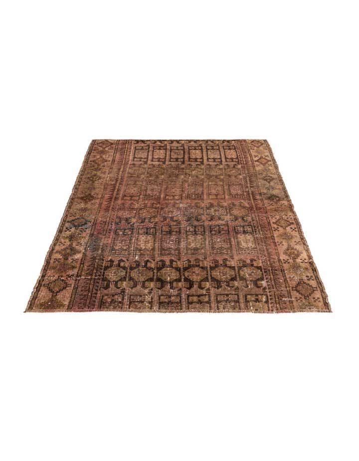 5' 5 x 6' Hand Knotted Ultra Vintage Persian Wool Square Rug