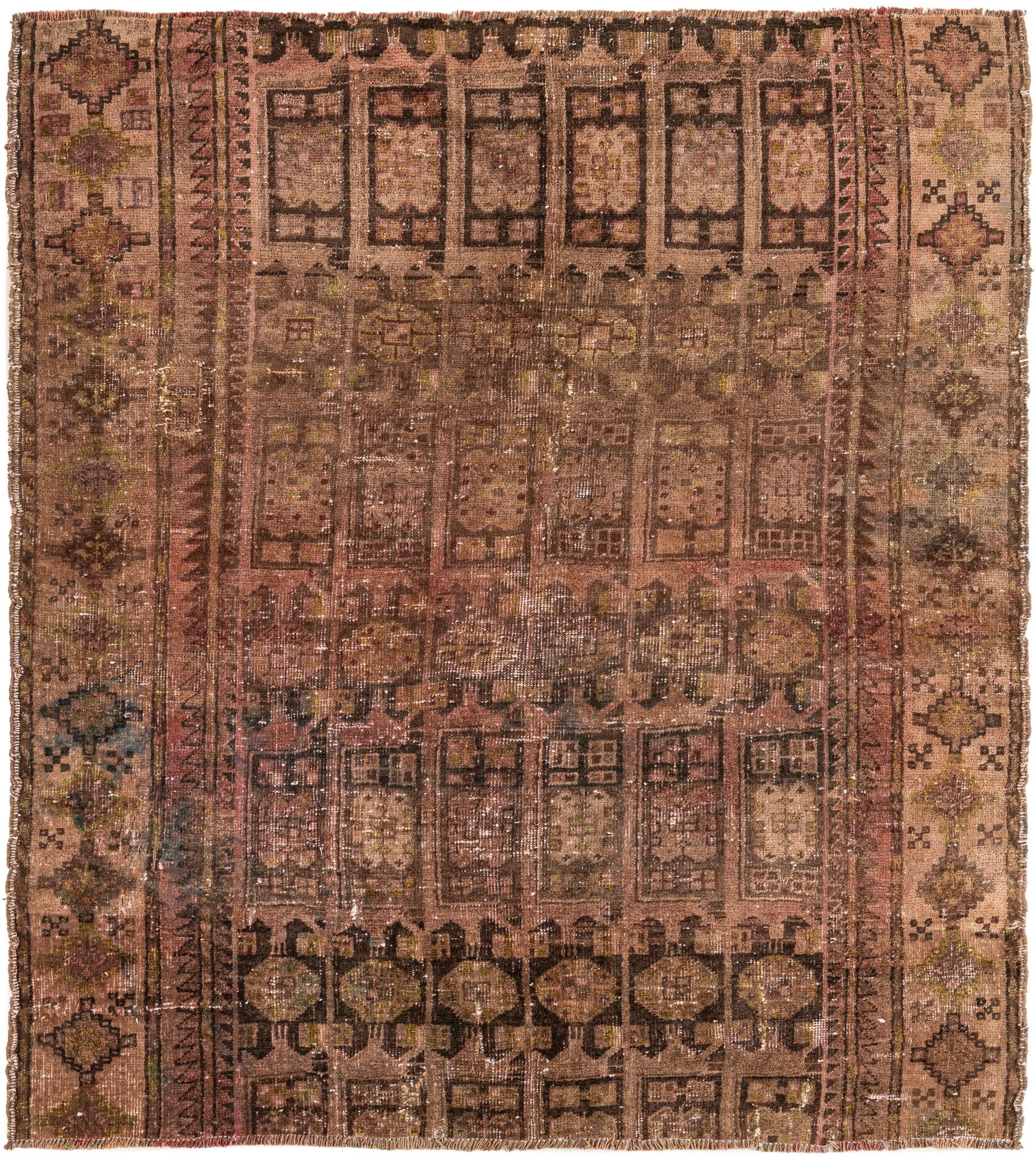 5' 5 x 6' Hand Knotted Ultra Vintage Persian Wool Square Rug