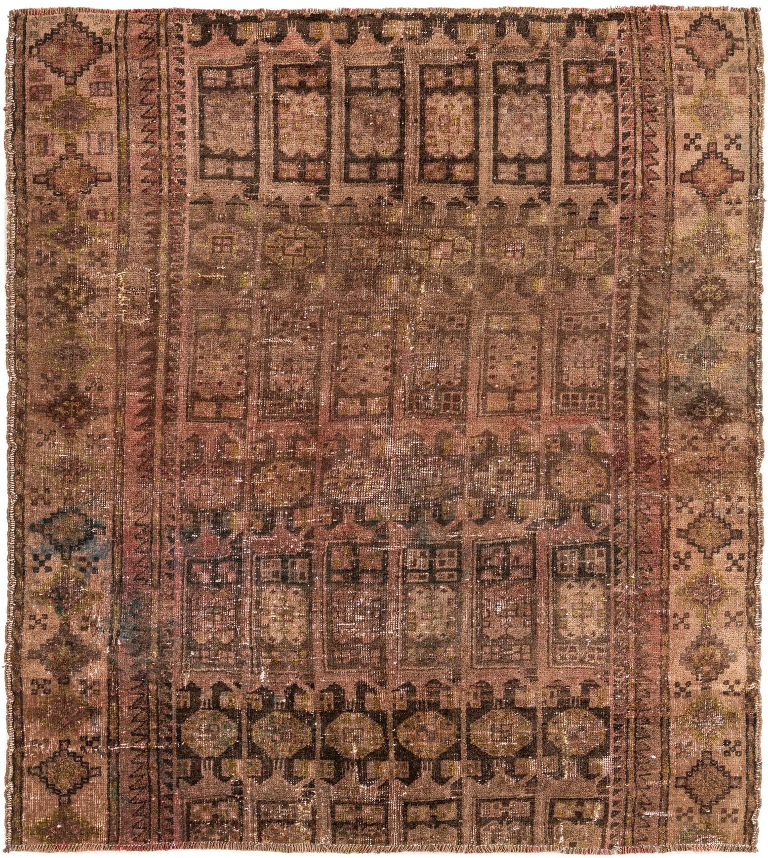 5' 5 x 6' Hand Knotted Ultra Vintage Persian Wool Square Rug