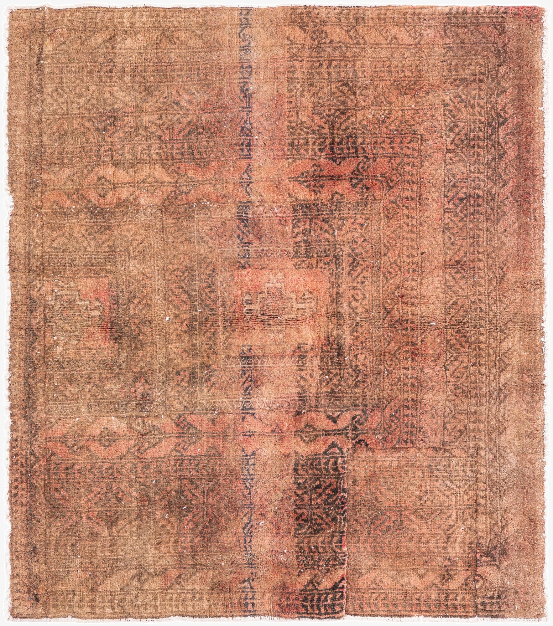 3' 3 x 3' 8  Hand Knotted Ultra Vintage Persian Wool Square Rug