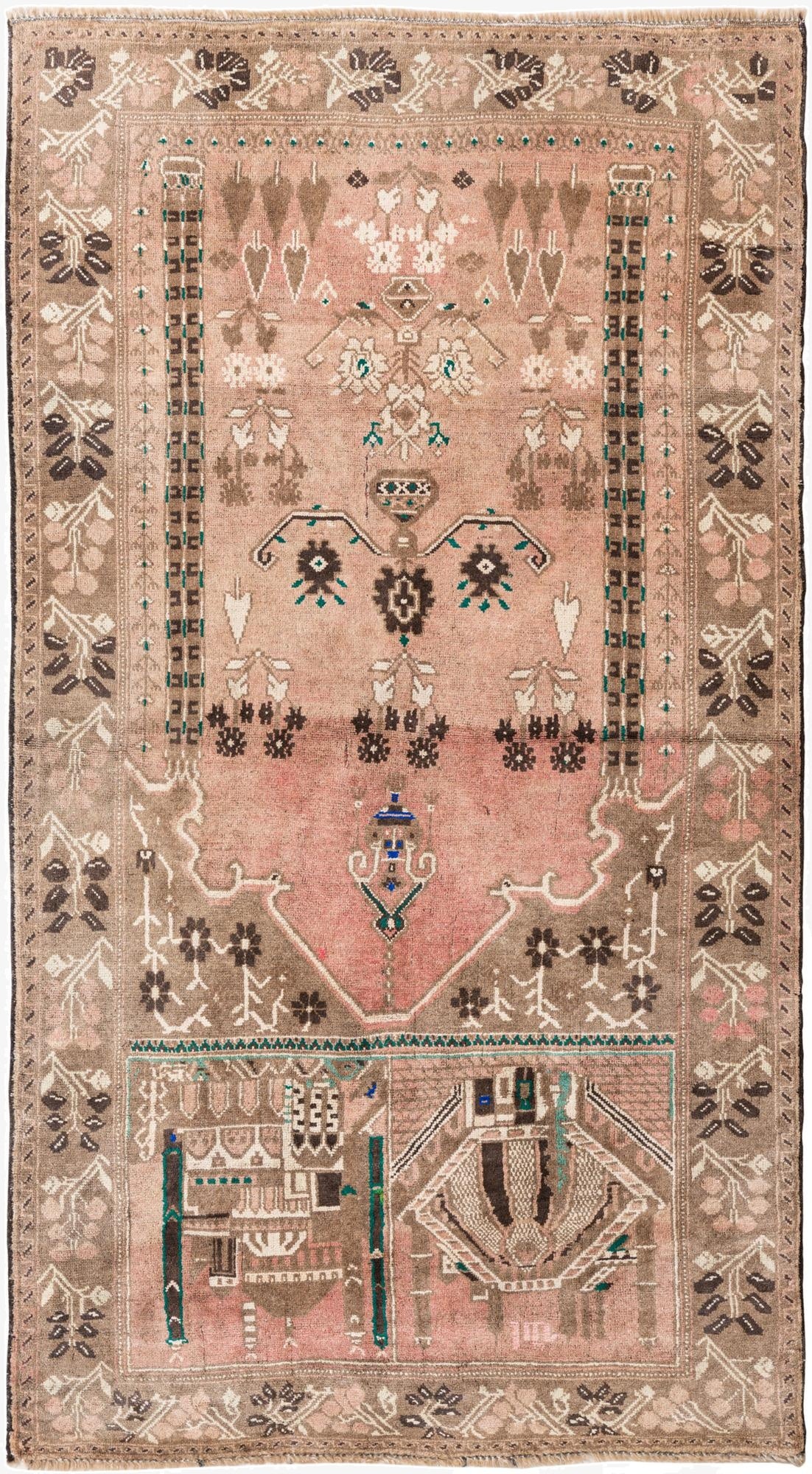 3' 8 x 3' 9  Hand Knotted Ultra Vintage Persian Wool Square Rug