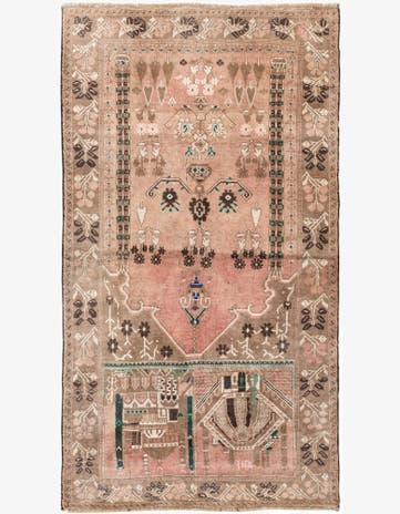 3' 8 x 3' 9 Hand Knotted Ultra Vintage Persian Wool Square Rug