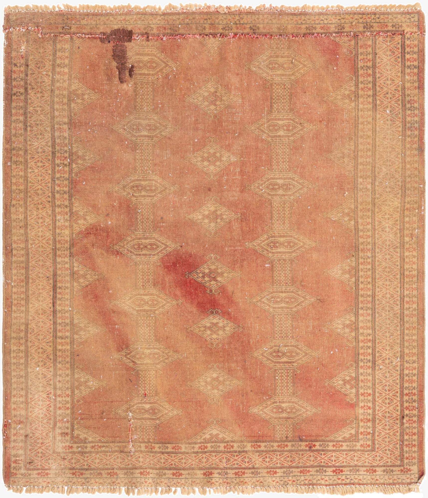 3' 7 x 4'  Hand Knotted Ultra Vintage Persian Wool Square Rug