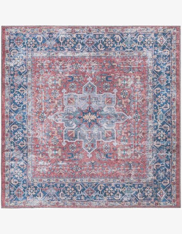 Rust Red Washable Yara Square Rug