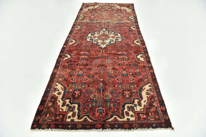 4' x 10' Hand Knotted Hossainabad Persian Wool Runner Rug