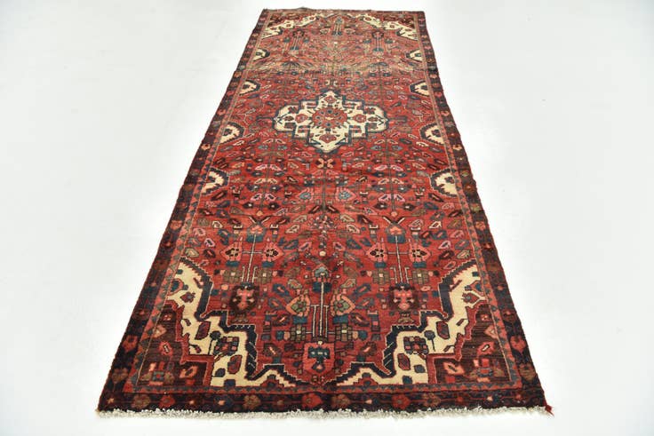 Detail image of 4' x 10' Hand Knotted Hossainabad Persian Wool Runner Rug