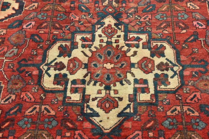 Detail image of 4' x 10' Hand Knotted Hossainabad Persian Wool Runner Rug
