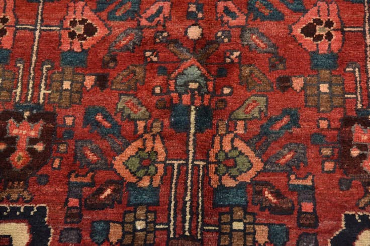 Detail image of 4' x 10' Hand Knotted Hossainabad Persian Wool Runner Rug