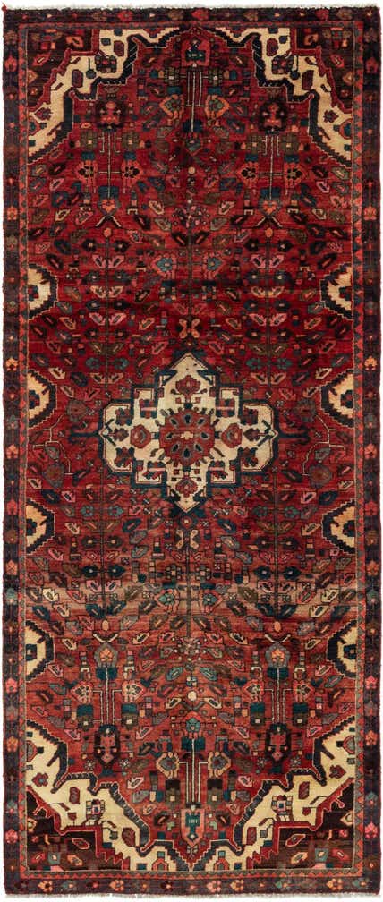 4' x 10' Hand Knotted Hossainabad Persian Wool Runner Rug