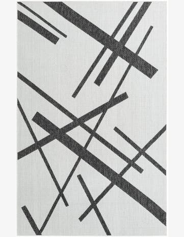 5' 3 x 8' Saffron · Abstract line Outdoor Rug, black and white