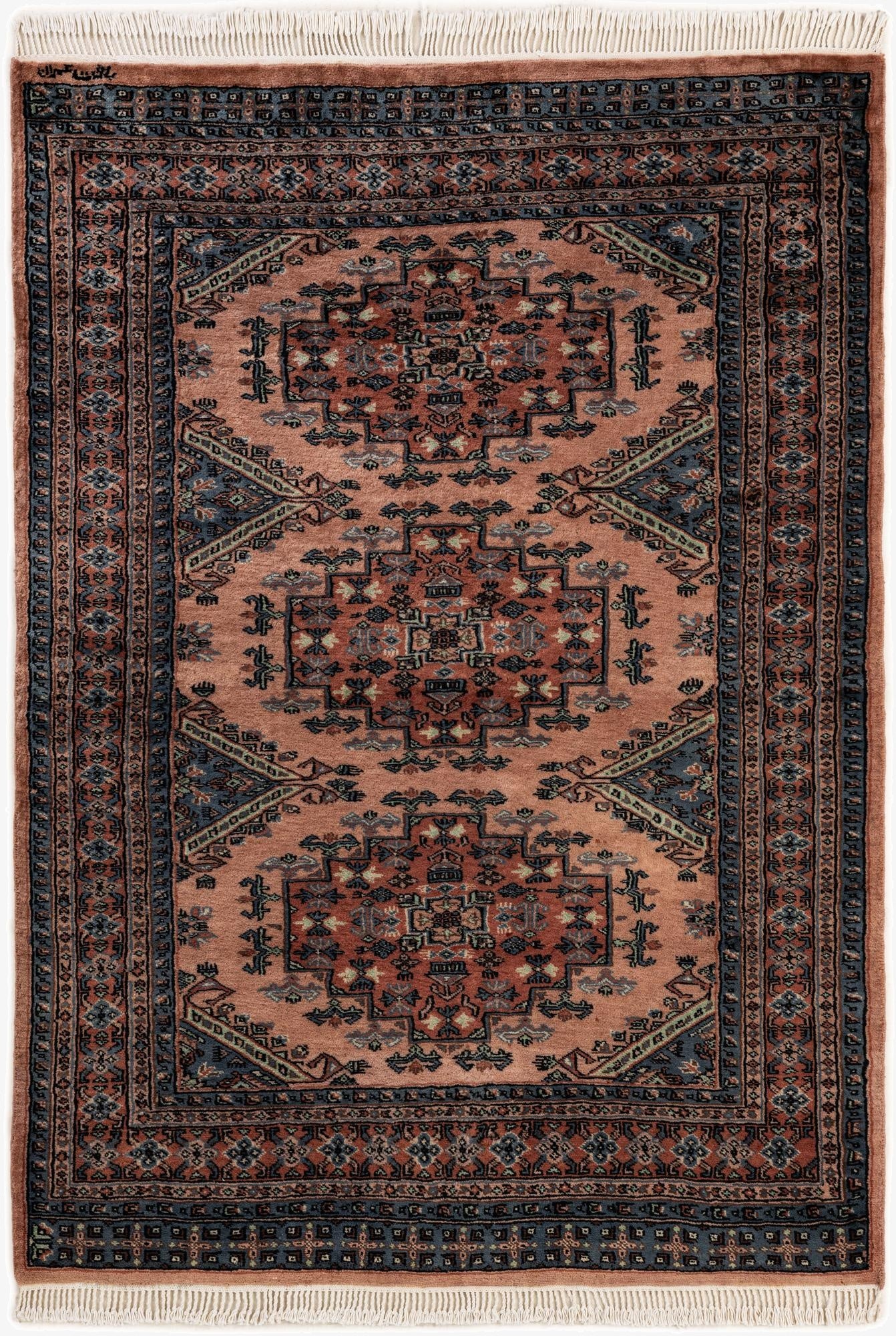 4' 4 x 5' 11  Hand Knotted Bokhara Oriental Wool Rug