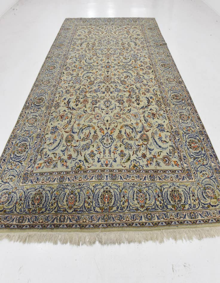 Detail image of 9' x 12' 9 Hand Knotted Kashan Persian Wool Rug