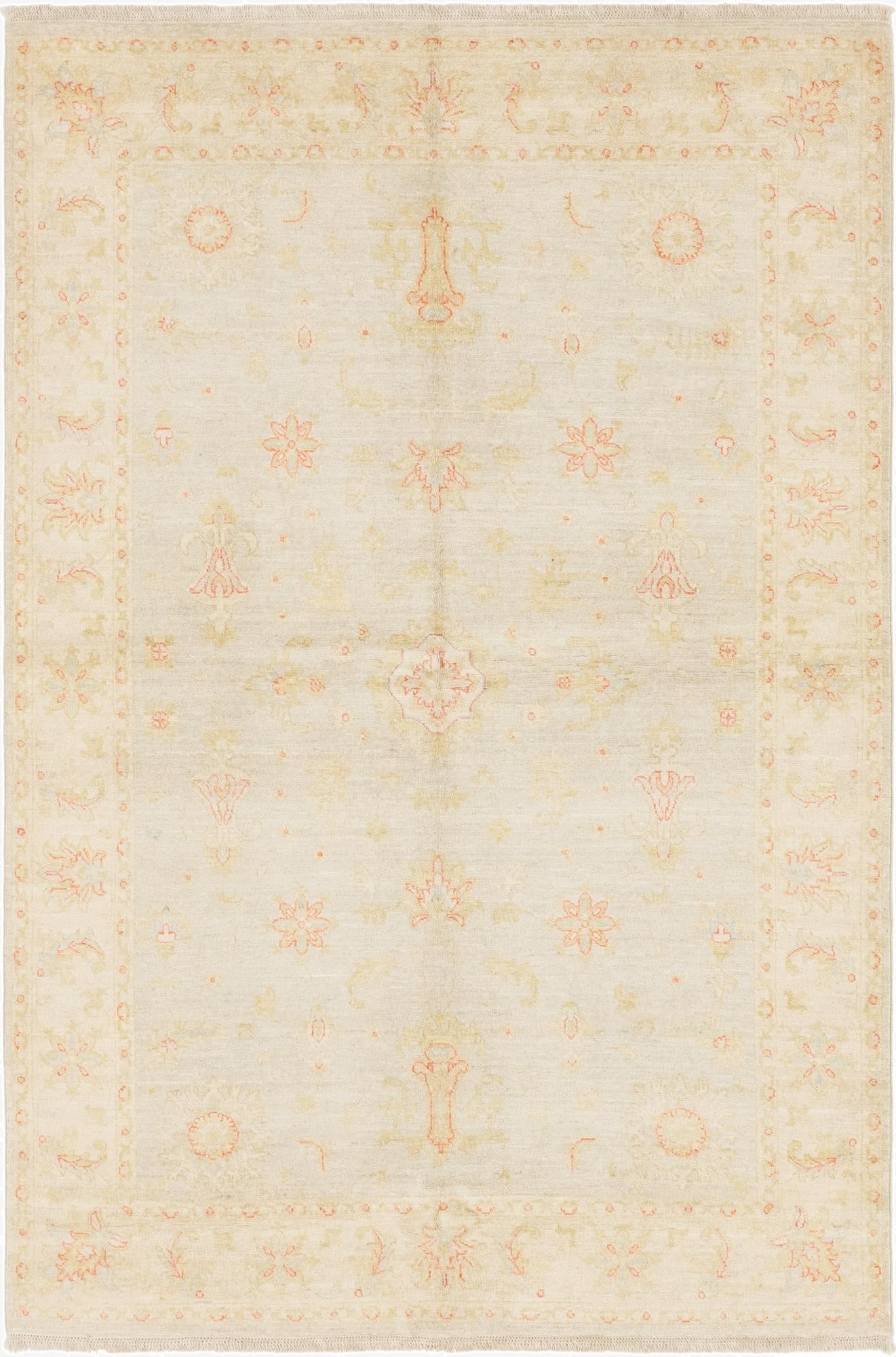 5' 3 x 8' 2  Hand Knotted Peshawar Ziegler Rug