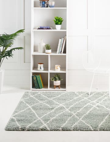 Sage Green Soft Touch Shag Square Rug