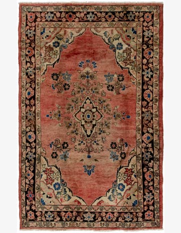 4' 5 x 7' 2 Hand Knotted Farahan Persian Wool Rug