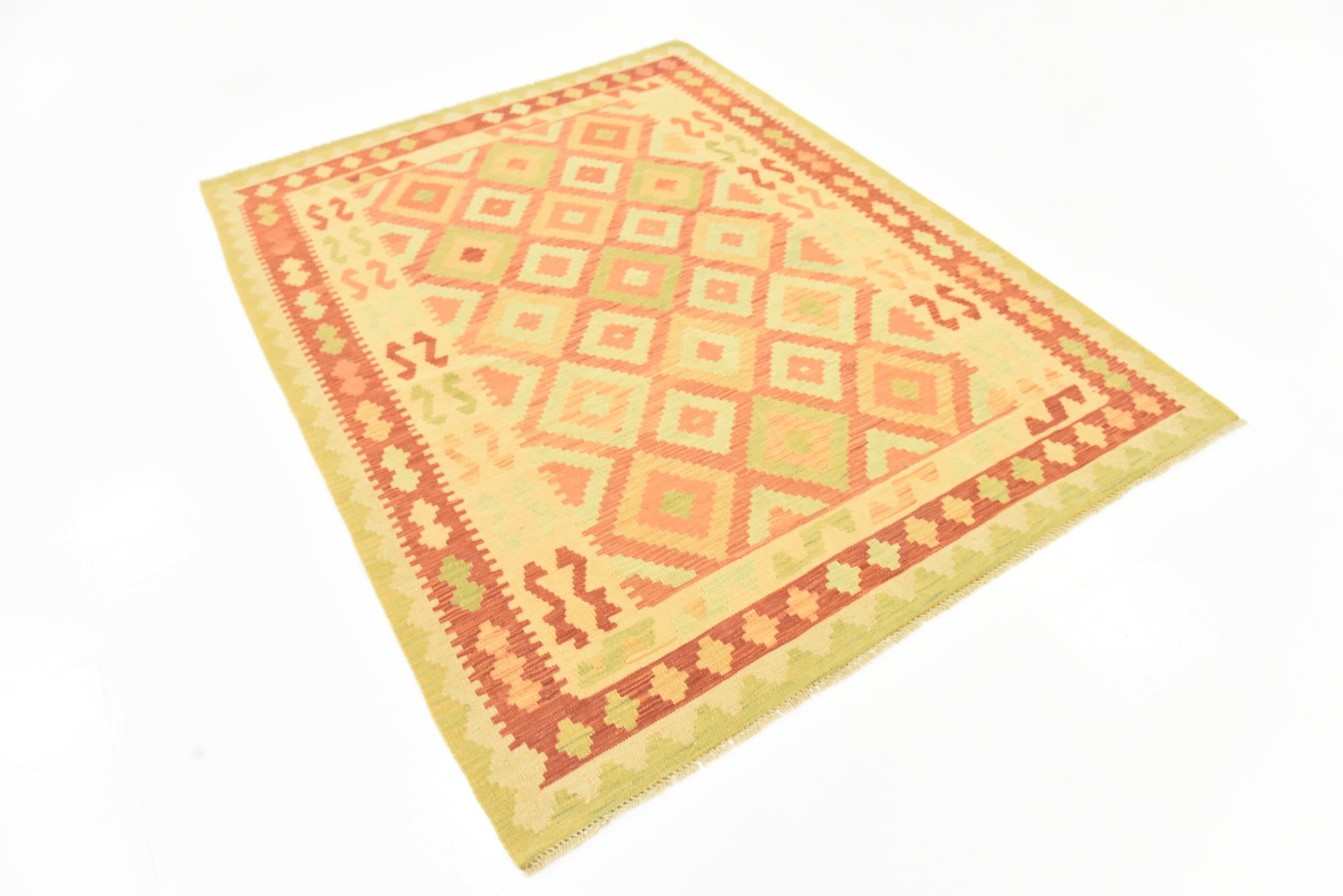 145cm x 195cm Tejido a mano Kilim Waziri Alfombra Lana