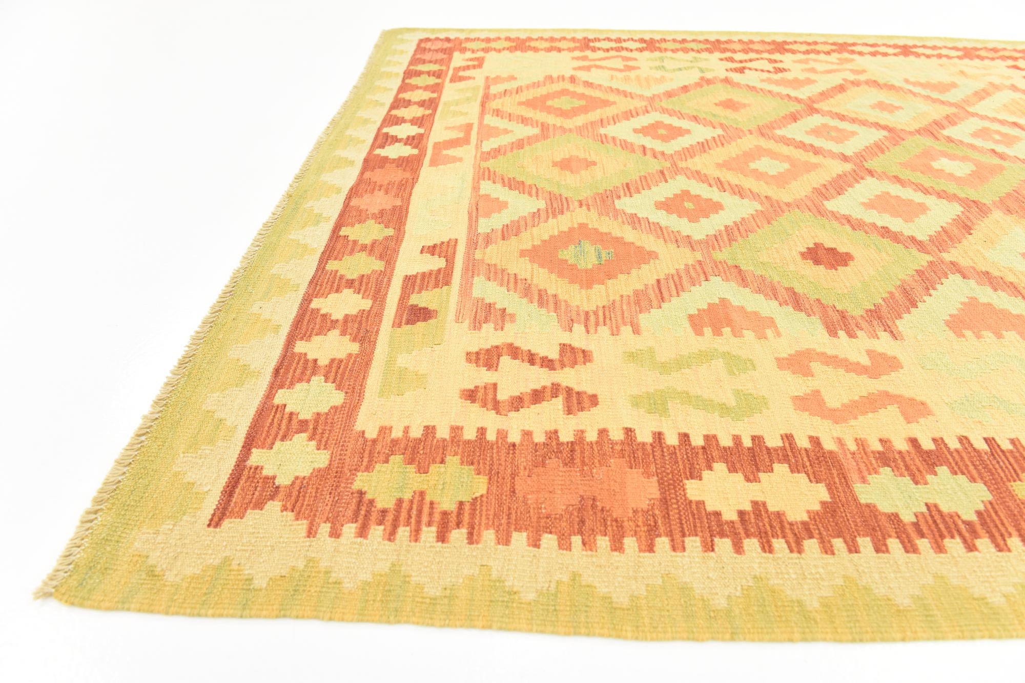 145cm x 195cm Tejido a mano Kilim Waziri Alfombra Lana