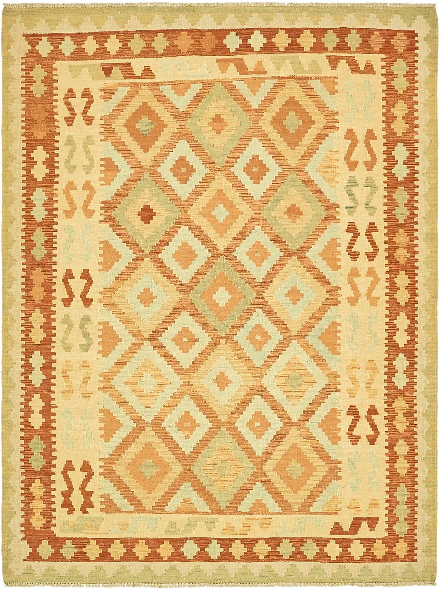 145cm x 195cm Tejido a mano Kilim Waziri Alfombra Lana