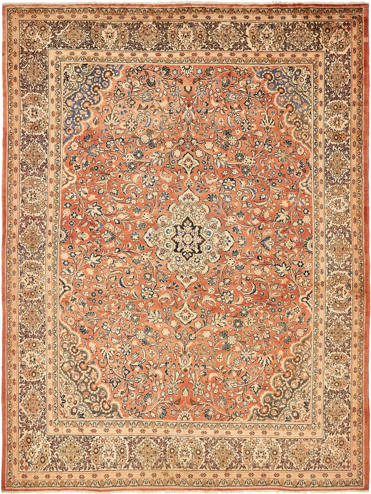 10' 6 x 13' 9 Hand Knotted Sarough Persian Wool Rug