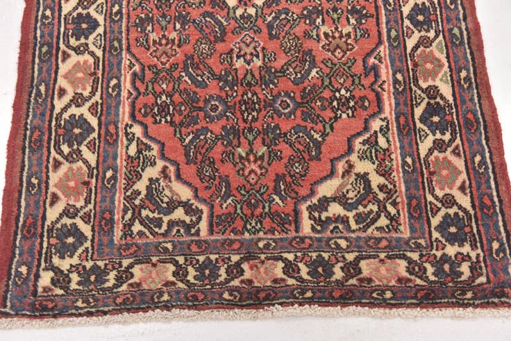 Detail image of 110cm x 325cm Hand Knotted Hamedan Persian Wool Runner Rug