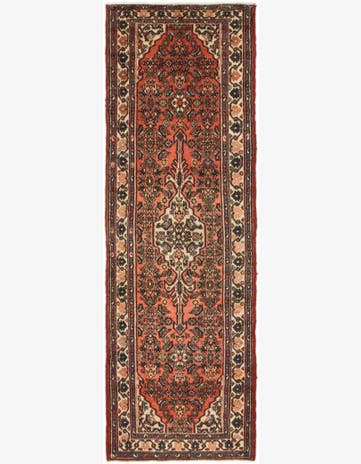 3' 7 x 10' 7 Hand Knotted Hamedan Persian Wool Runner Rug